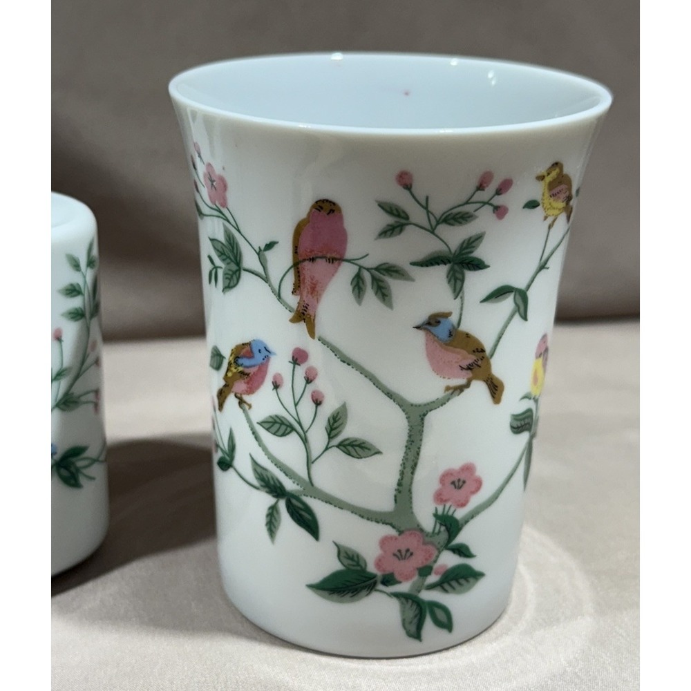 Vtg Jakson Midcentury Tropical Birds Toothbrush Holder Soap Dish Cup Tree Floral - Picture 2 of 15